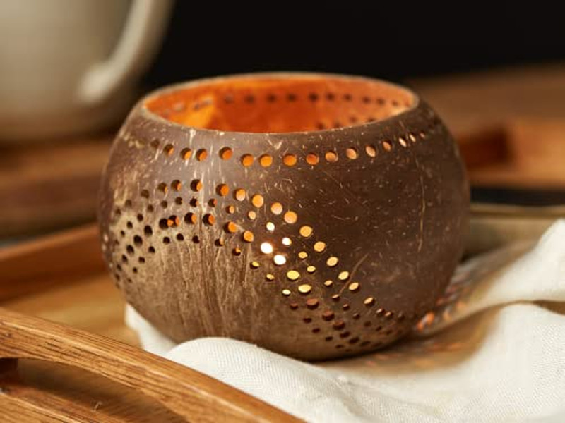 Bol de Mélange en Noix de Coco Petit Bols Sculptés à la Main Bois Naturel Enfants