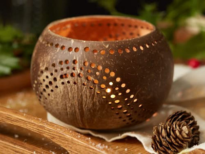 Bol de Mélange en Noix de Coco Petit Bols Sculptés à la Main Bois Naturel Enfants