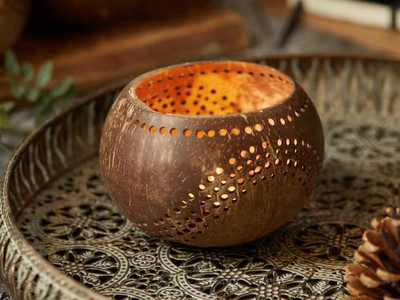 Bol de Mélange en Noix de Coco Petit Bols Sculptés à la Main Bois Naturel Enfants