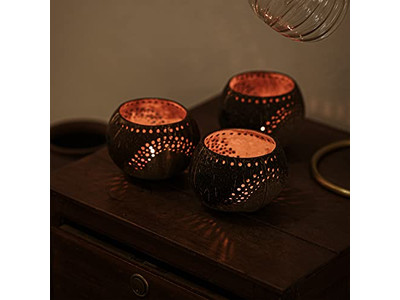 Bol de Mélange en Noix de Coco Petit Bols Sculptés à la Main Bois Naturel Enfants