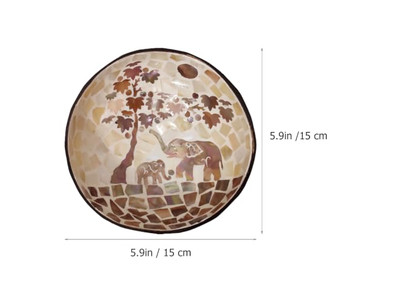 Bol Gravé en Noix de Coco Moitiés de Coque Ensemble de Service Grand Porte Naturel