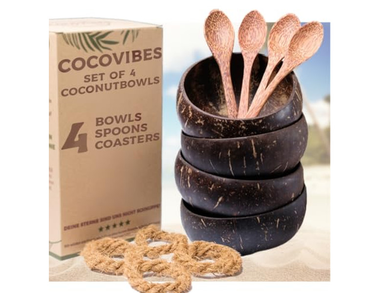 Bol Macramé en Noix de Coco Coquille Imprimée 8 Pouces Coquilles Vides 6 Fleurs