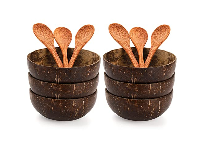 Bol de Service Bols en Bambou Noix de Coco Fourchettes de Noix de Coco Cocopalm Plat Cuillère Support Assiette