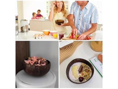 6 Bol de Noix de Coco Hêtre Baie Ensemble Artisanat Coques Assiettes Perlé Bougie Parfumée