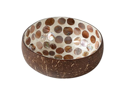 Bol à Salade Açaï Ensemble Artisanat Fait à la Main Noix de Coco Singe Mosaïque Demi-Coques