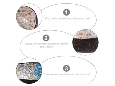 Bol Sculpté en Noix de Coco Derniers Bols Laqué Motif Unique Coquille Cuillères