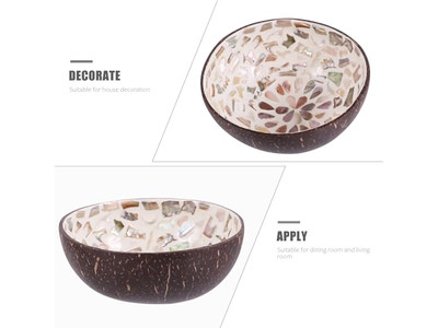 Bol Sculpté en Noix de Coco Derniers Bols Laqué Motif Unique Coquille Cuillères