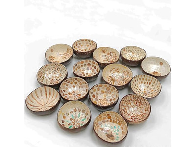 Bol en Coquille de Noix de Coco Décor de Fête Écologique Ensemble 36 Sans Tremblement Tout Naturel