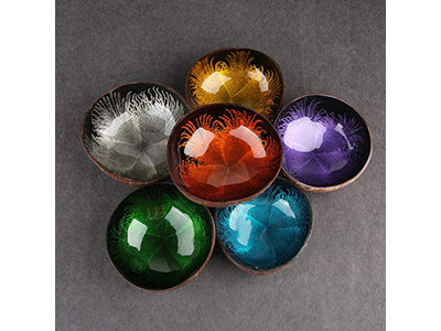 Bol en Noix de Coco avec Logo Laqué Base Australie Cire Parfumée Indonésie