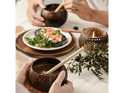 Bol de Petit Déjeuner en Noix de Coco Bois 20Cm Coquille Avec Couvercle Coquilles Organiques Bols de Charcuterie