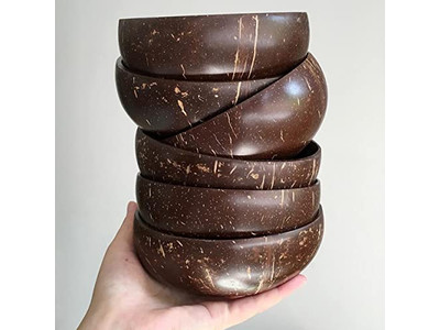 Coquille de Noix de Coco avec Couvercle Cuillère en Bois et Bol Bols d'Açaï Cuillères Grande Salade Pack de 10