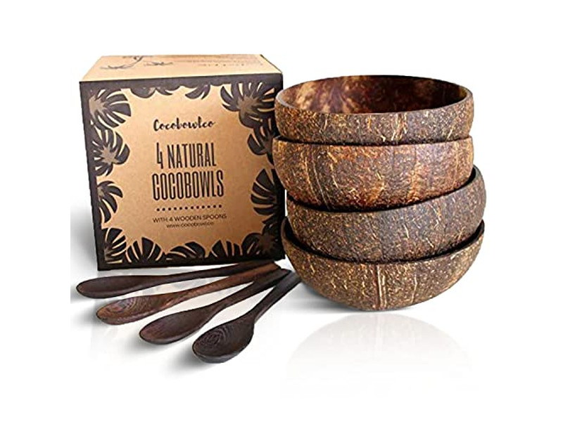 Bol à Soupe de Noix de Coco Logo Pot Bols Bébé Bali Boho En Vrac Ensembles Brut Ensemble 11Cm Joli Moitié