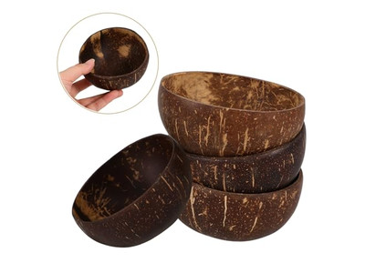 Bol à Dîner en Coque de Noix de Coco Bols Vides Artisanat Manuel Coque Cuillère Petite Simple