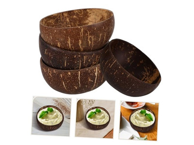 Bol à Dîner en Coque de Noix de Coco Bols Vides Artisanat Manuel Coque Cuillère Petite Simple