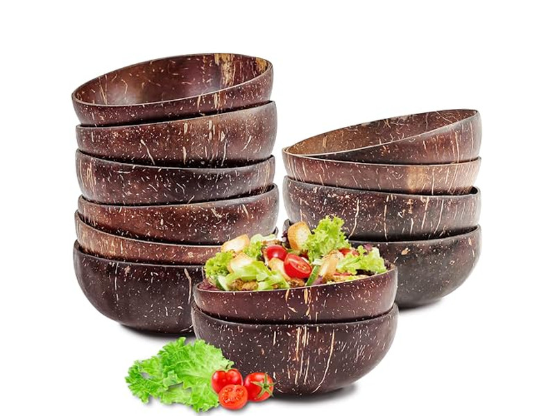 Bol à Pâte Coque de Noix de Coco Logo Fait Main Bois Rustique Plateau en Bois