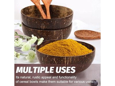 Bol à Pâte Coque de Noix de Coco Logo Fait Main Bois Rustique Plateau en Bois