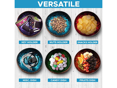 Ensemble de Bols Écologiques Faits Main en Bois de Noix de Coco pour Soupe en Forme de Diamant